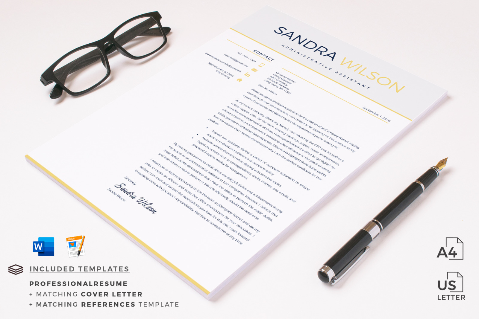 Modern Resume template in Word (docx) and iWork pages (.pages) format + Cover Letter and References Modern Resume template in Word (docx) and iWork pages (.pages) format + Cover Letter and References