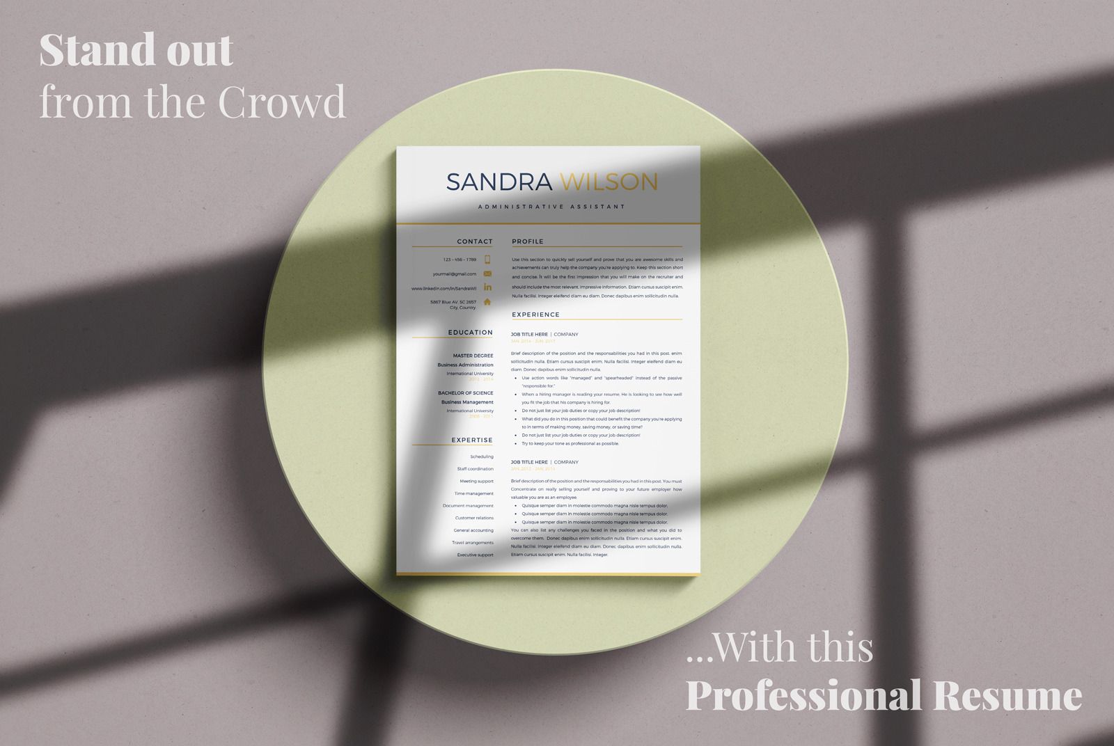 Modern Resume template in Word (docx) and iWork pages (.pages) format + Cover Letter and References