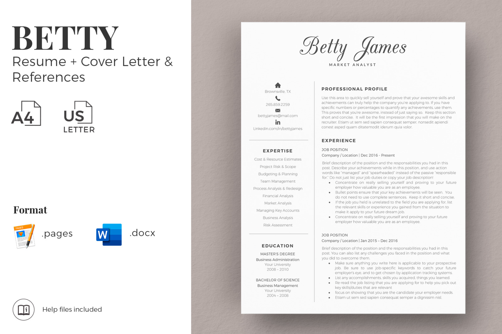 Market Analyst Professional Resume. Minimalist Resume, CV, matching Cover letter and references Market Analyst Professional Resume. Minimalist Resume, CV, matching Cover letter and references