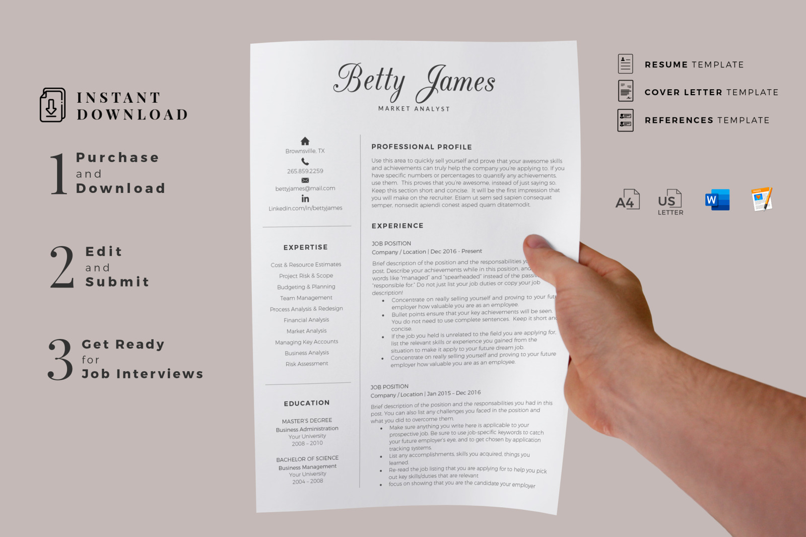 Market Analyst Professional Resume. Minimalist Resume, CV, matching Cover letter and references Market Analyst Professional Resume. Minimalist Resume, CV, matching Cover letter and references