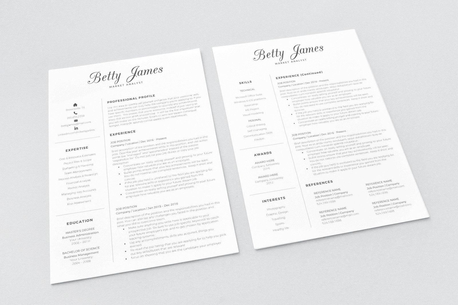 Market Analyst Professional Resume. Minimalist Resume, CV, matching Cover letter and references Market Analyst Professional Resume. Minimalist Resume, CV, matching Cover letter and references