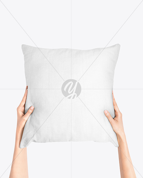 Pillow in Hands Mockup