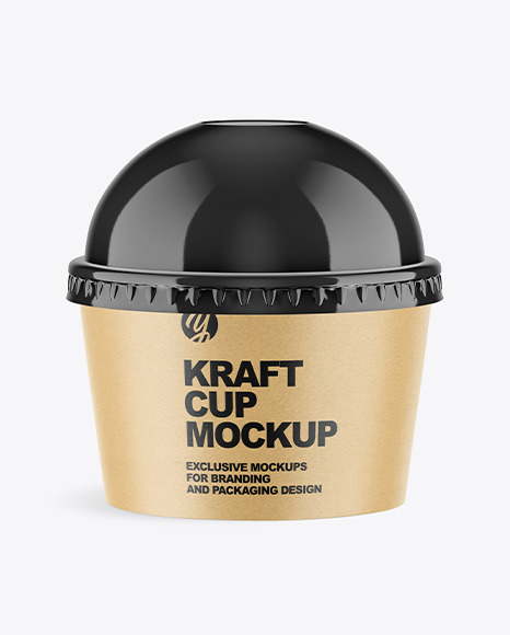 Kraft Paper Cup with Plastic Cap Mockup