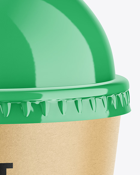 Kraft Paper Cup with Plastic Cap Mockup