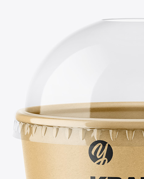 Kraft Paper Cup with Plastic Cap Mockup