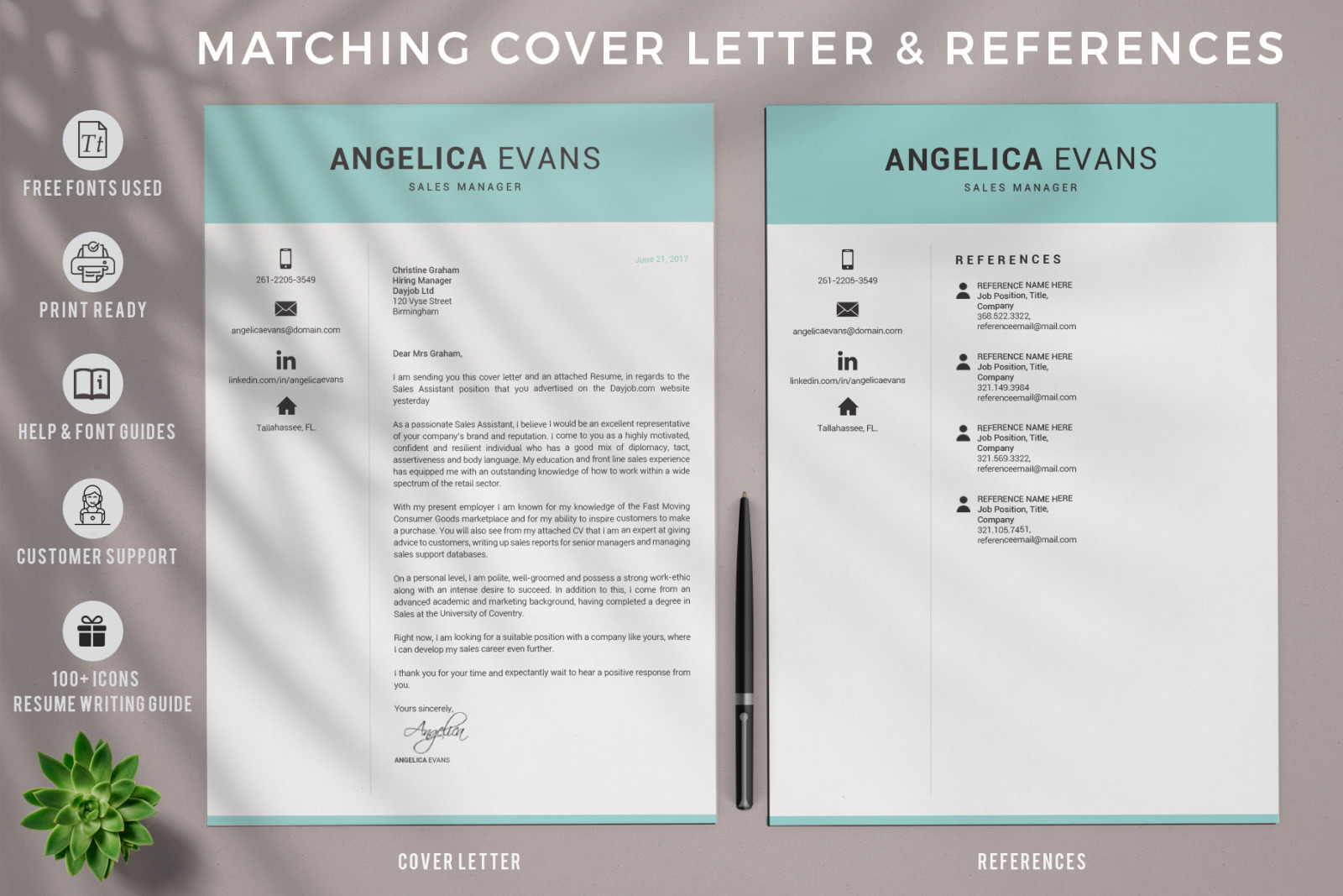 Sales Resume Template design for Microsoft Word and Mac Pages and matching cover letter & references Sales Resume Template design for Microsoft Word and Mac Pages and matching cover letter & references