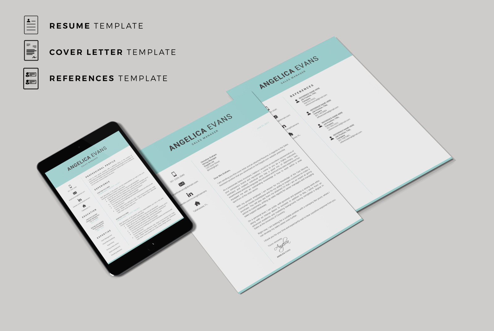 Sales Resume Template design for Microsoft Word and Mac Pages and matching cover letter & references Sales Resume Template design for Microsoft Word and Mac Pages and matching cover letter & references