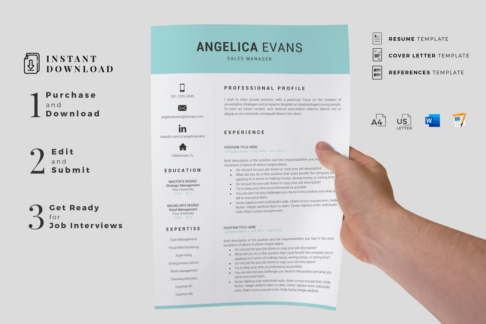 Sales Resume Template design for Microsoft Word and Mac Pages and matching cover letter & references Sales Resume Template design for Microsoft Word and Mac Pages and matching cover letter & references