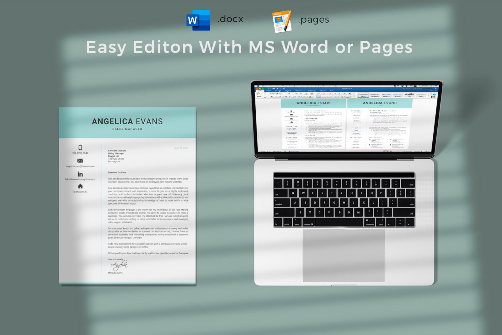 Sales Resume Template design for Microsoft Word and Mac Pages and matching cover letter & references Sales Resume Template design for Microsoft Word and Mac Pages and matching cover letter & references