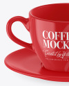 Glossy Coffee Cup w/ Plate Mockup