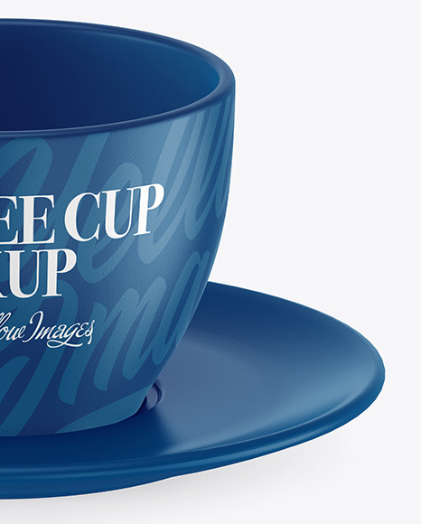 Ceramic Coffee Cup w/ Plate Mockup