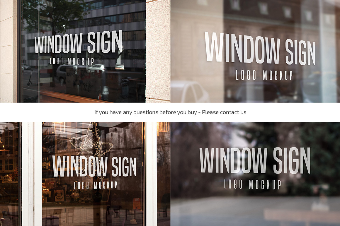 Window Sign Logo Mockup Set Window Sign Logo Mockup Set