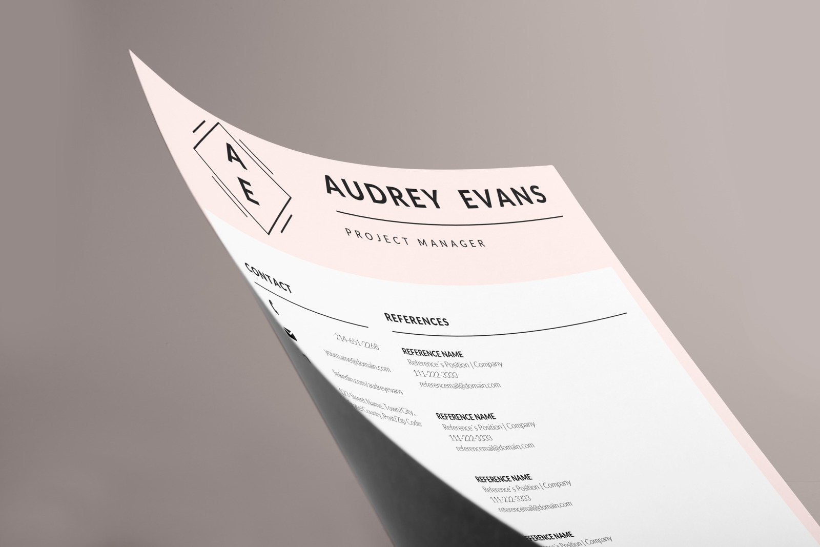 Creative Resume template with Logo. Project manager Resume, matching cover letter + References page Creative Resume template with Logo. Project manager Resume, matching cover letter + References page
