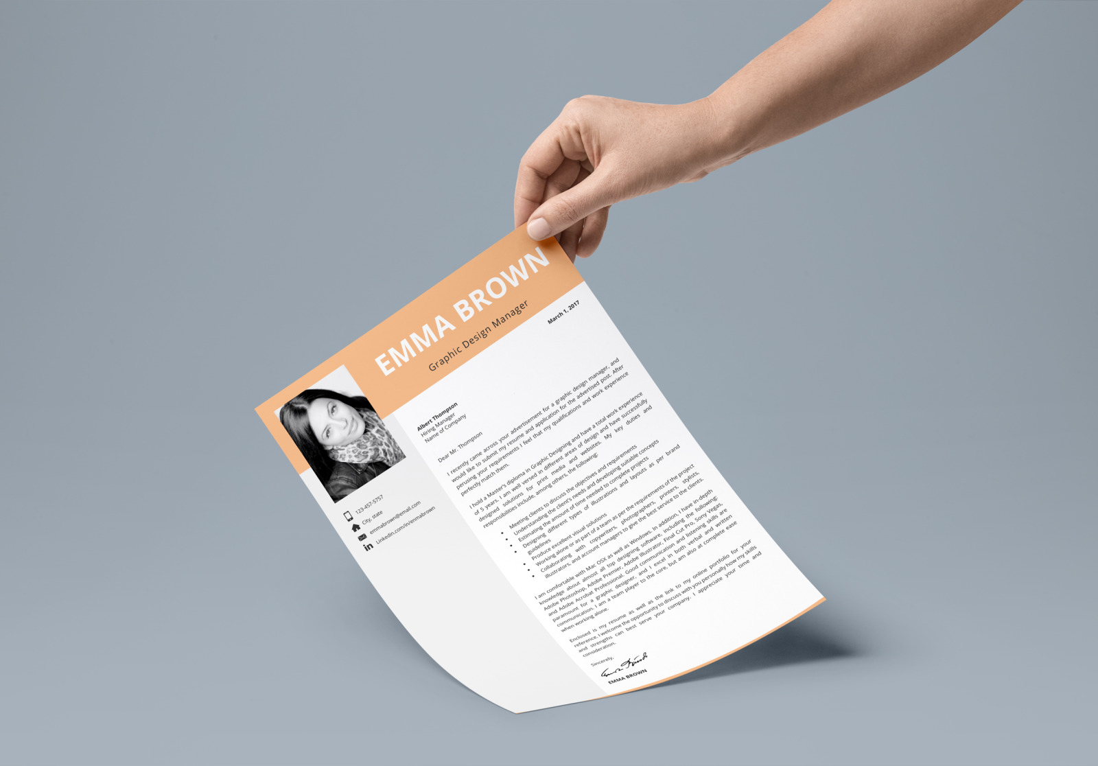 Modern CV Template with Picture for Microsoft Word and Pages and Matching Cover Letter &amp; References