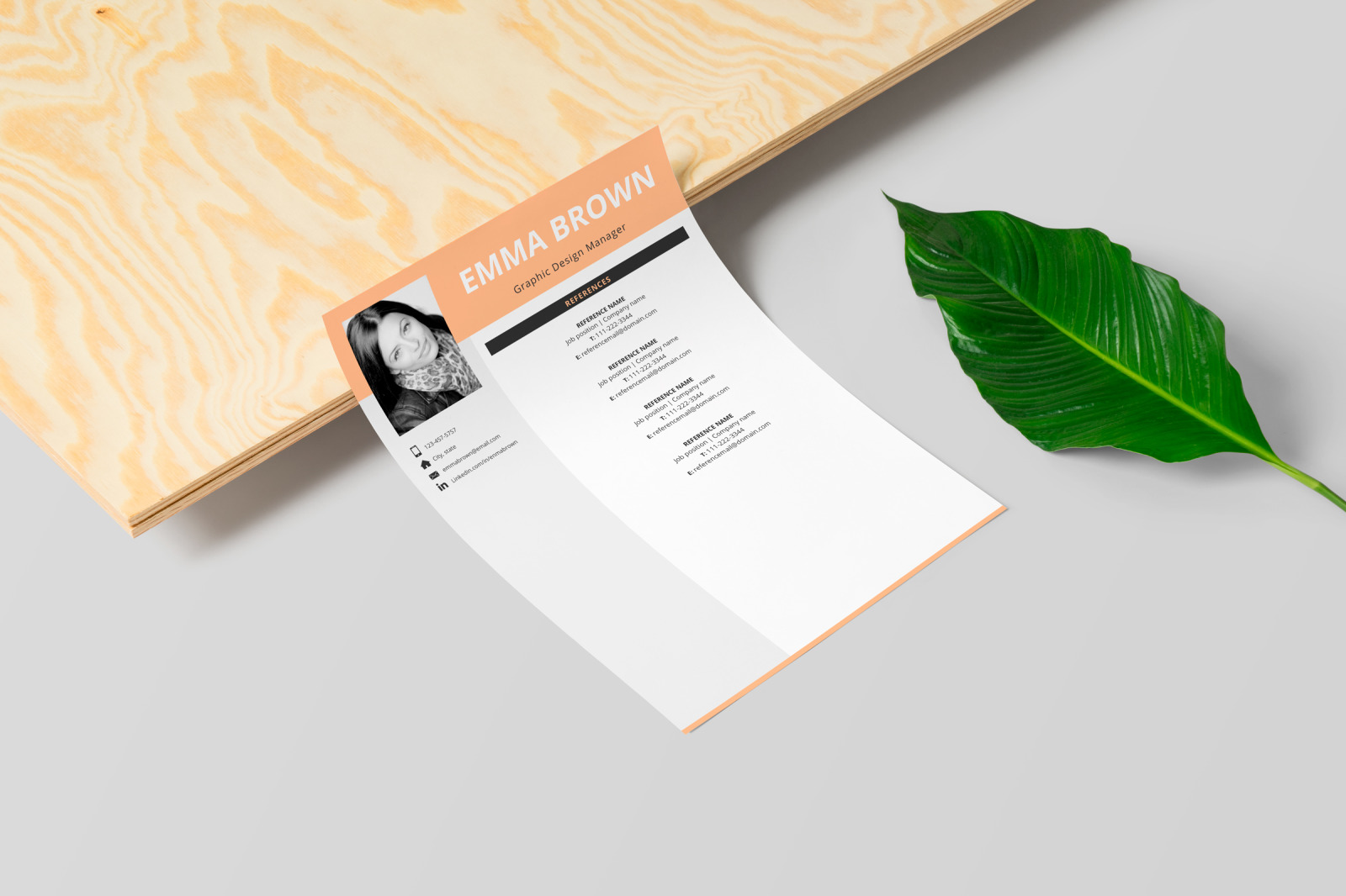 Modern CV Template with Picture for Microsoft Word and Pages and Matching Cover Letter &amp; References