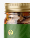 Clear Glass Jar with Marinated Mixed Mushrooms Mockup