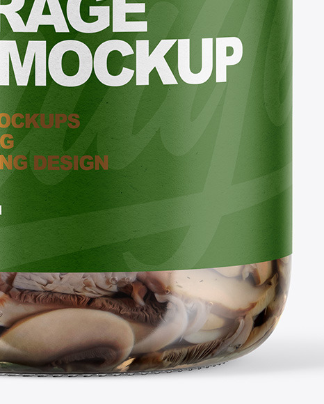 Clear Glass Jar with Marinated Mixed Mushrooms Mockup