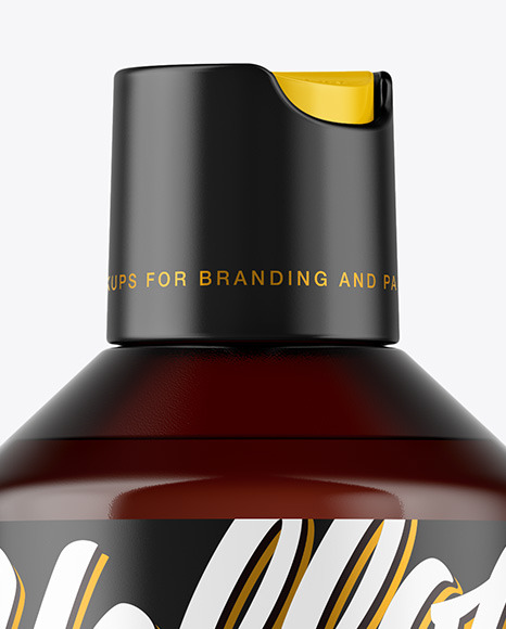 Amber Plastic Bottle Mockup