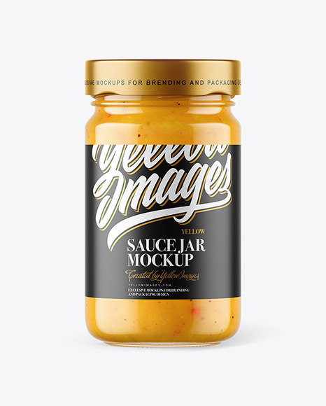 Clear Glass Jar with Curry Sauce Mockup