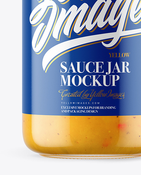 Clear Glass Jar with Curry Sauce Mockup