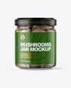 Clear Glass Jar with Marinated Mixed Mushrooms Mockup