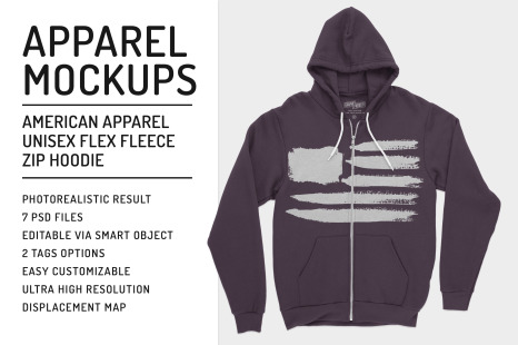 ZipUp Hoodie Flex Fleece Mockups - Tee