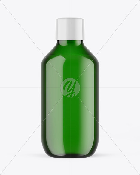 Green Glass Cosmetic Bottle Mockup