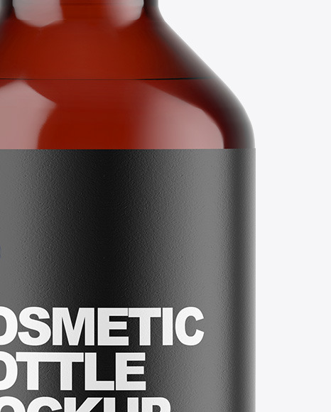 Dark Amber Glass Cosmetic Bottle Mockup