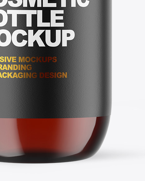 Dark Amber Glass Cosmetic Bottle Mockup