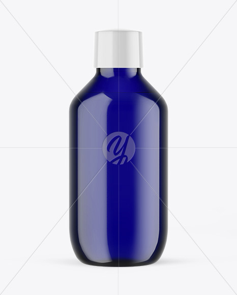 Blue Glass Cosmetic Bottle Mockup