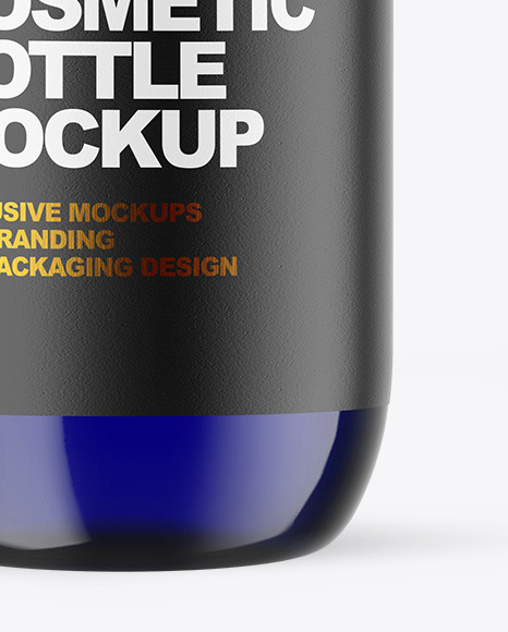 Blue Glass Cosmetic Bottle Mockup