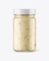 Clear Glass Jar with Garlic Sauce Mockup