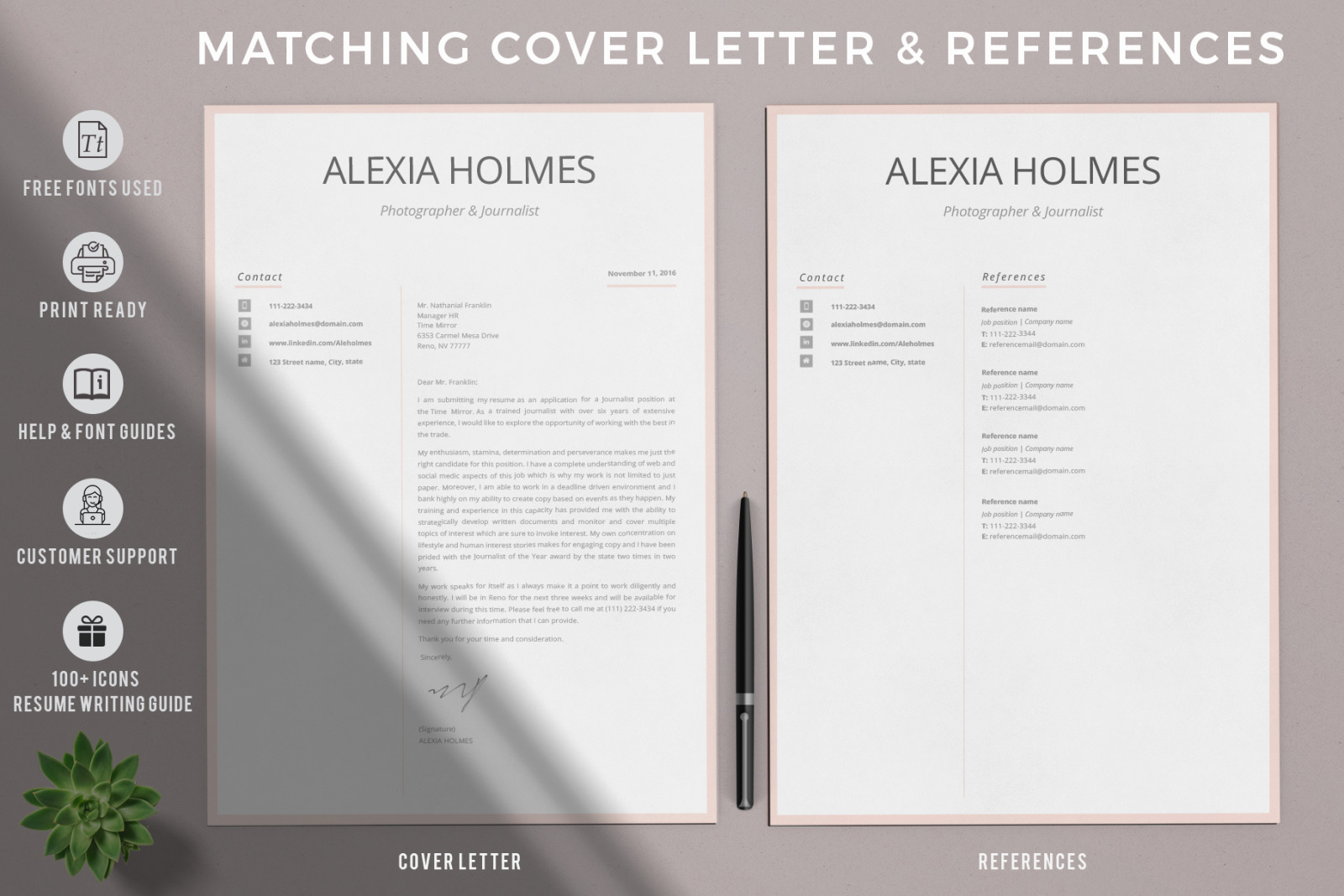 Modern Resume Design + Cover Letter Example + References + Tips. Curriculum for MS Word and Pages Modern Resume Design + Cover Letter Example + References + Tips. Curriculum for MS Word and Pages