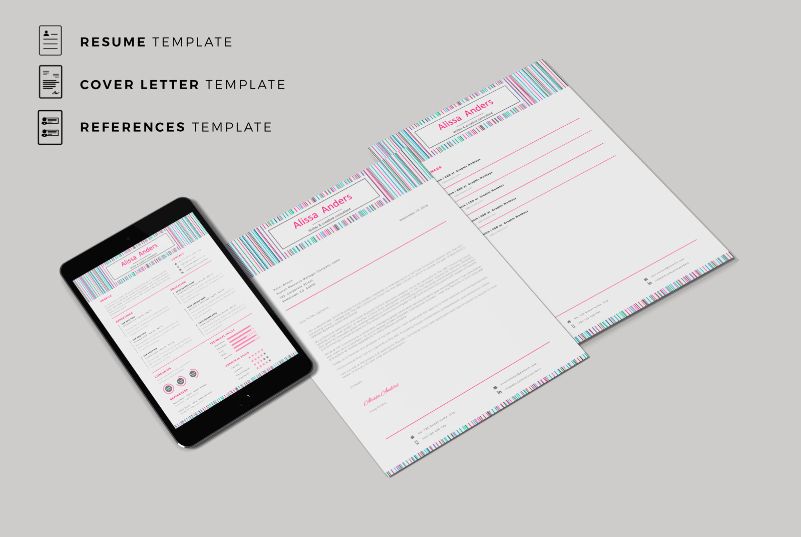 1 Page Resume Template, CV for Word and Pages. Creative Resume With Cover Letter and References 1 Page Resume Template, CV for Word and Pages. Creative Resume With Cover Letter and References