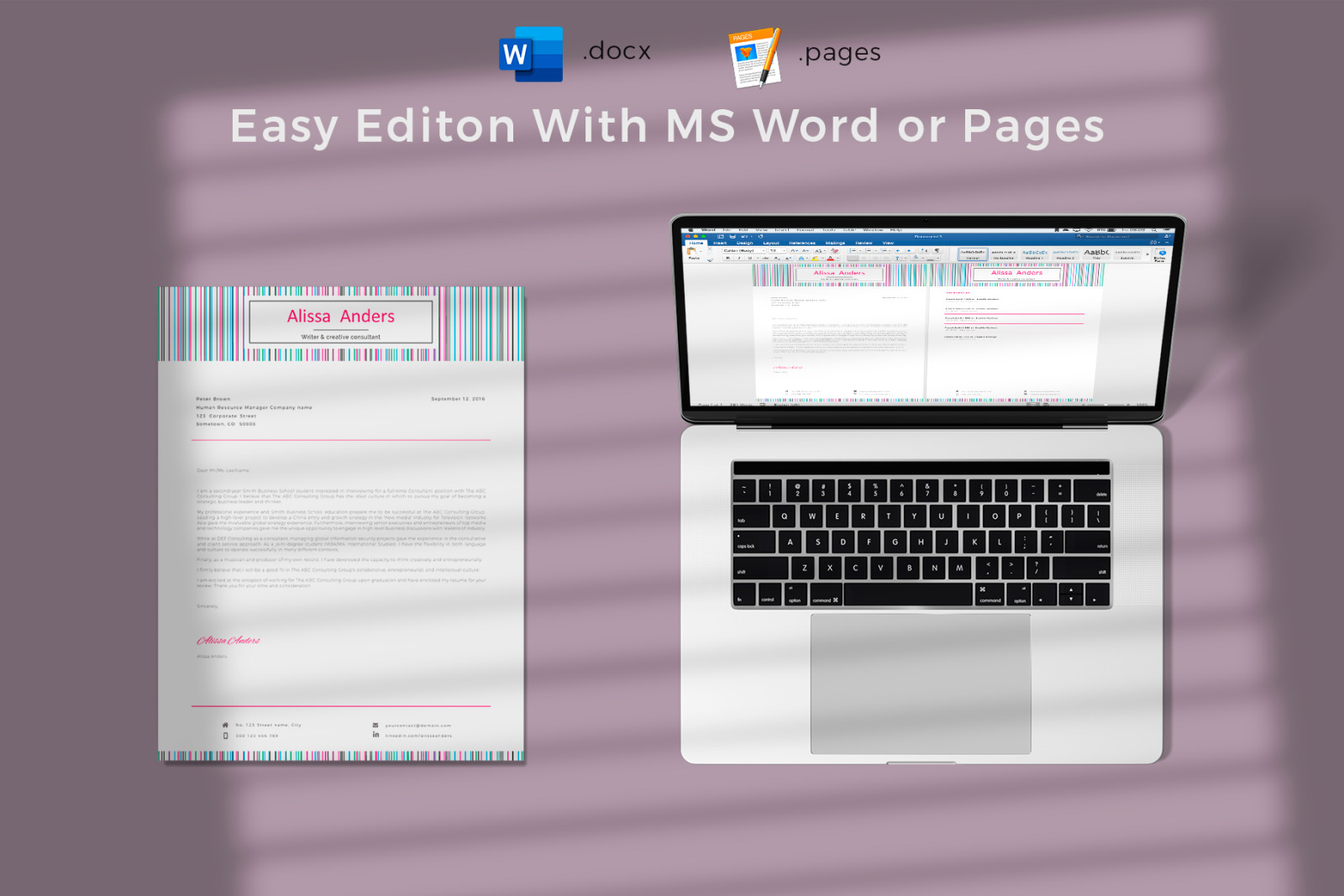 1 Page Resume Template, CV for Word and Pages. Creative Resume With Cover Letter and References 1 Page Resume Template, CV for Word and Pages. Creative Resume With Cover Letter and References