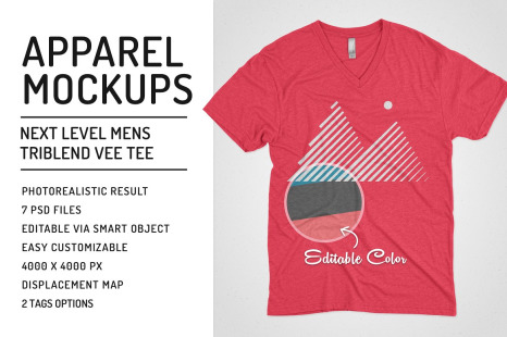 Mens Triblend Vee Tee Mockups - Apparel mockups