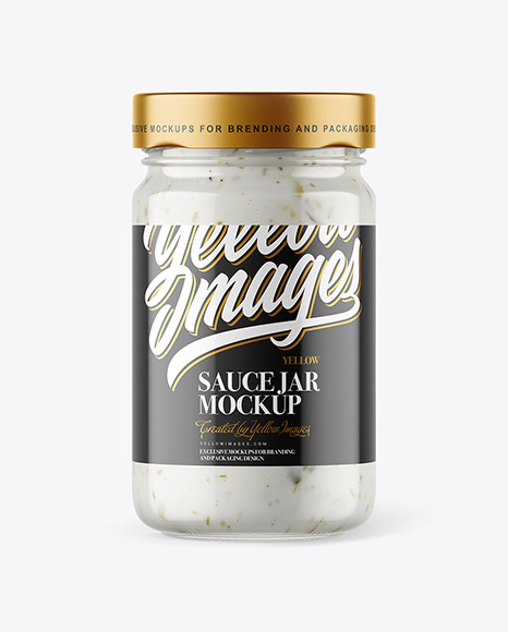 Clear Glass Jar with Garlic Sauce Mockup