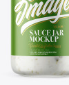 Clear Glass Jar with Garlic Sauce Mockup