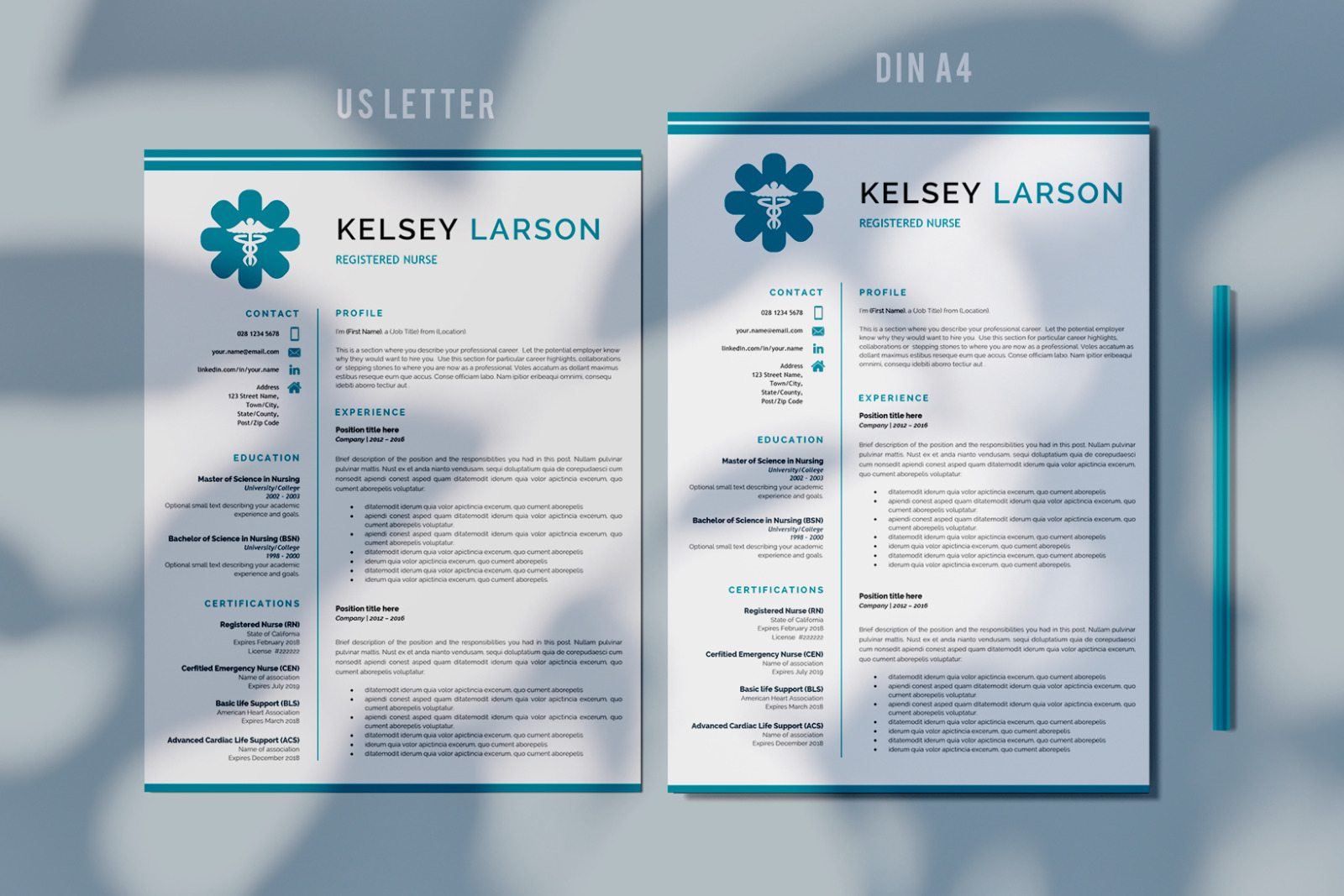 Nurse Resume Template. Pharmacy Resume, CV for Word and Pages + Cover Letter format and References