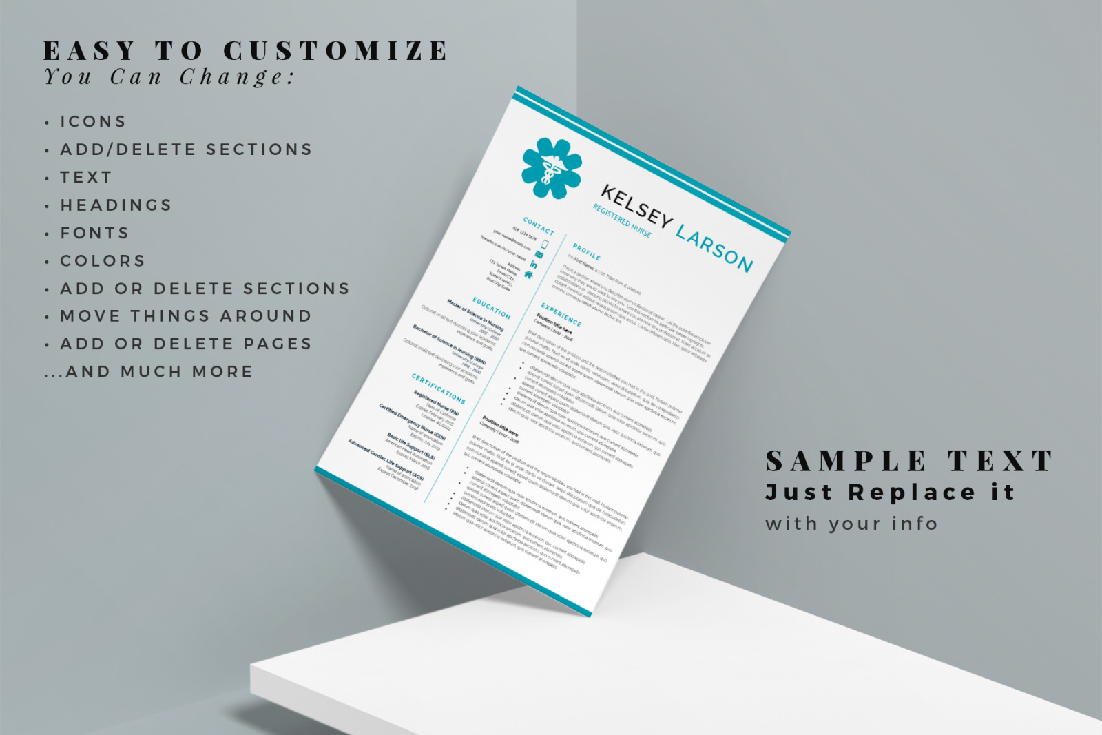 Nurse Resume Template. Pharmacy Resume, CV for Word and Pages + Cover Letter format and References