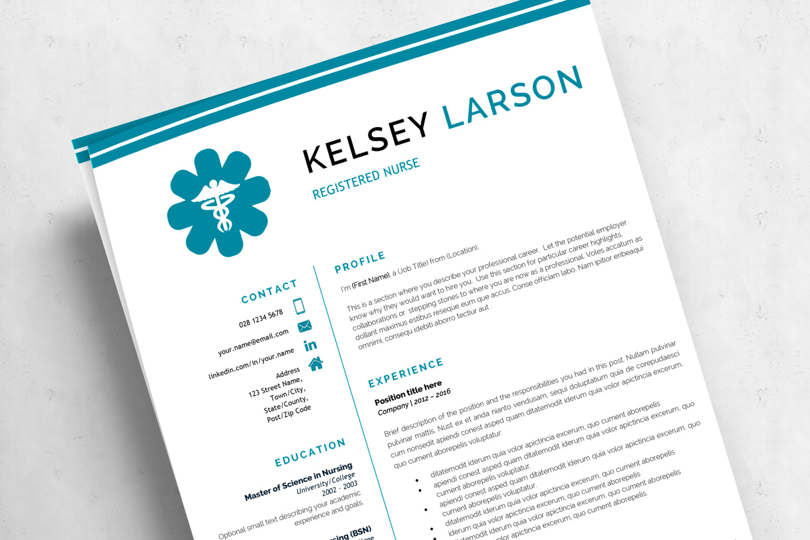 Nurse Resume Template. Pharmacy Resume, CV for Word and Pages + Cover Letter format and References