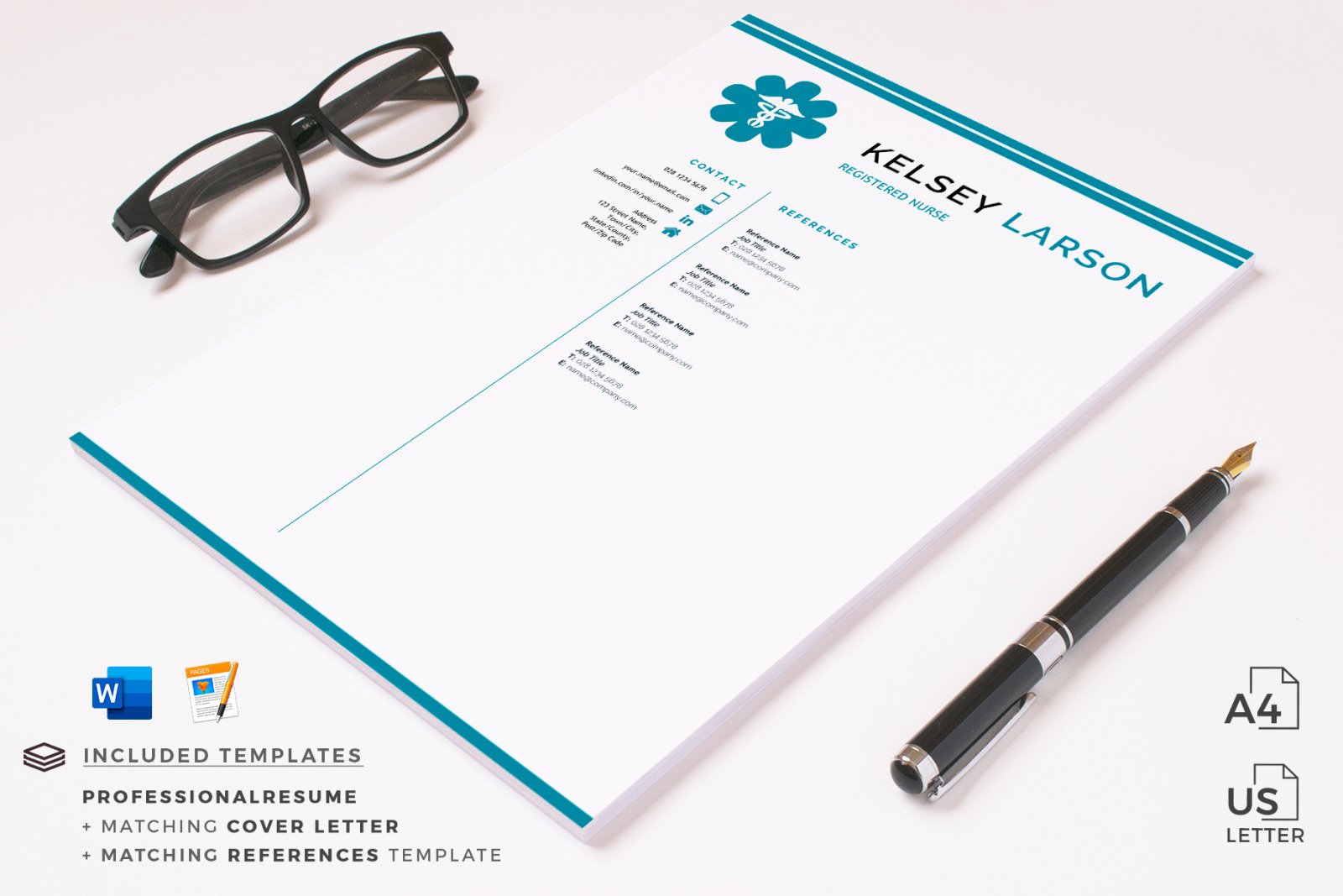 Nurse Resume Template. Pharmacy Resume, CV for Word and Pages + Cover Letter format and References Nurse Resume Template. Pharmacy Resume, CV for Word and Pages + Cover Letter format and References