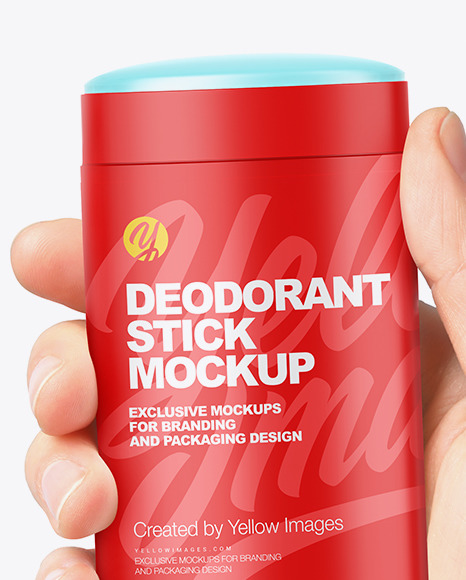 Opened Plastic Deodorant Stick in Hand Mockup