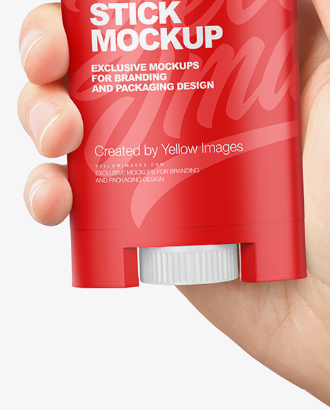 Opened Plastic Deodorant Stick in Hand Mockup