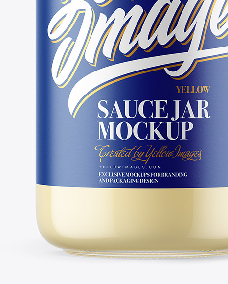 Clear Glass Jar with Mayonnaise Sauce Mockup