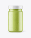 Clear Glass Jar with Wasabi Sauce Mockup
