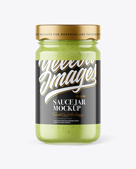 Clear Glass Jar with Wasabi Sauce Mockup