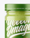 Clear Glass Jar with Wasabi Sauce Mockup