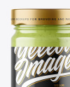 Clear Glass Jar with Wasabi Sauce Mockup