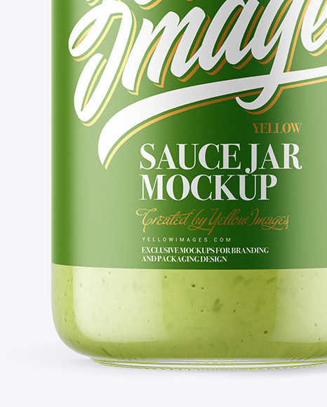 Clear Glass Jar with Wasabi Sauce Mockup